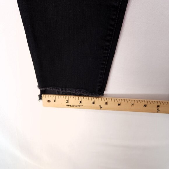 Mother Jeans Womens 32 Black Stunner Zip Ankle Step Fray High Rise Stretch Denim - Picture 12 of 14